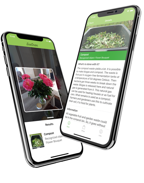 Waste sorting guide app EcoScan matches waste with trash can